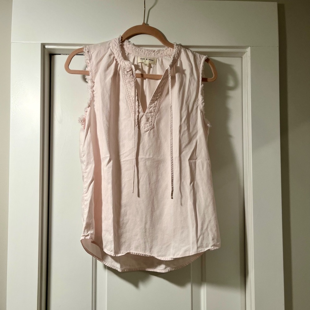 cloth & stone Pale Pink Sleeveless Tie-Neck Blouse